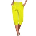 thumbnail image 1 of Timegard Pantalon Capri pour Femmes à Taille Élastique avec Cordon de Serrage, Bas Resserré, Confortable, Décontracté, Pantalon Court avec Poches, 1 of 6
