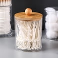 thumbnail image 4 of Clear Plastic Jar Organizer, 10oz Cotton Swab Qtip Dispenser with Acrylic Lid, Bathroom Countertop Storage Container for Cotton Balls Rounds, Modern Cosmetic Makeup Organizer Canister, 4 of 6