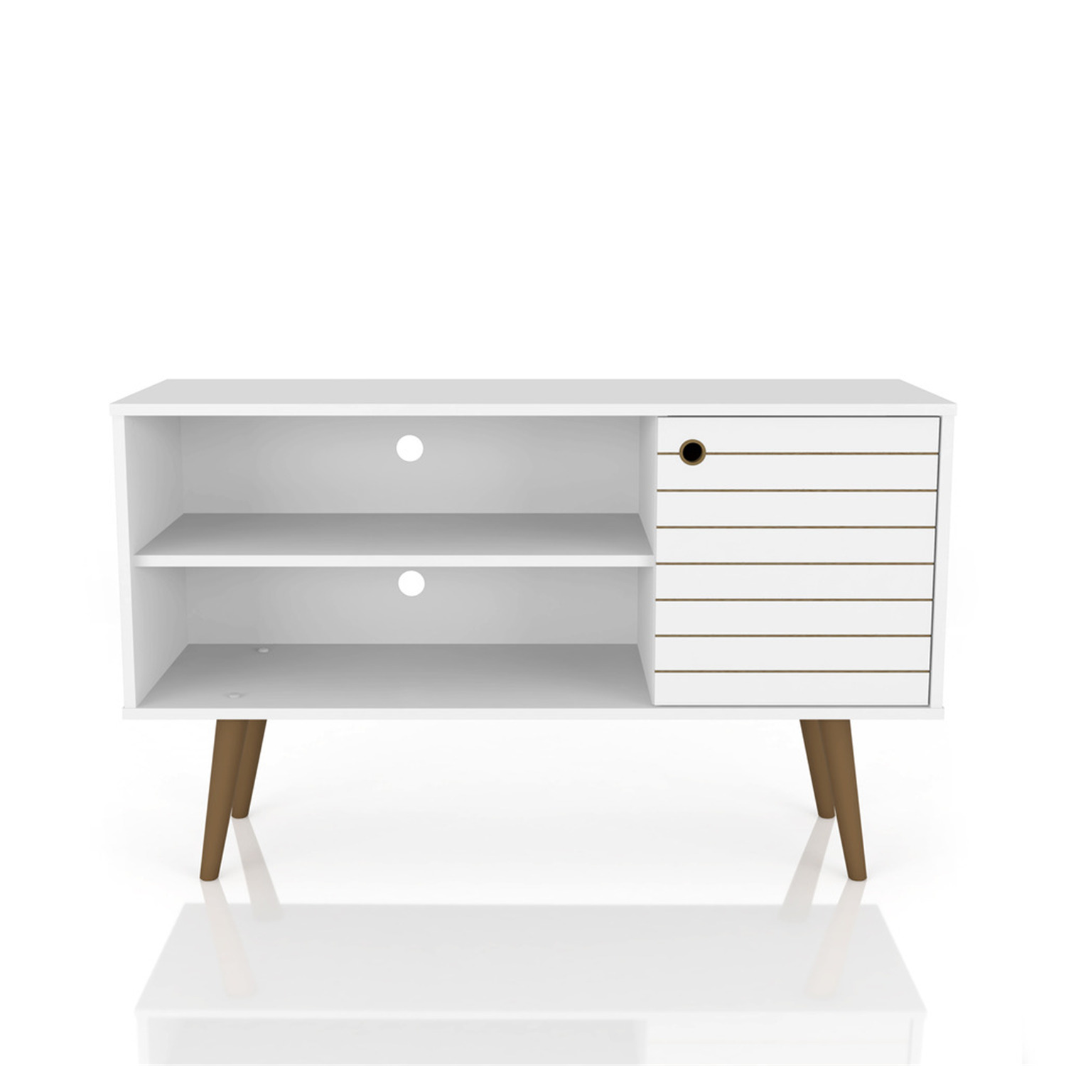 Manhattan Comfort Liberty Petit Meuble TV Moderne Mi-Siècle, Blanc