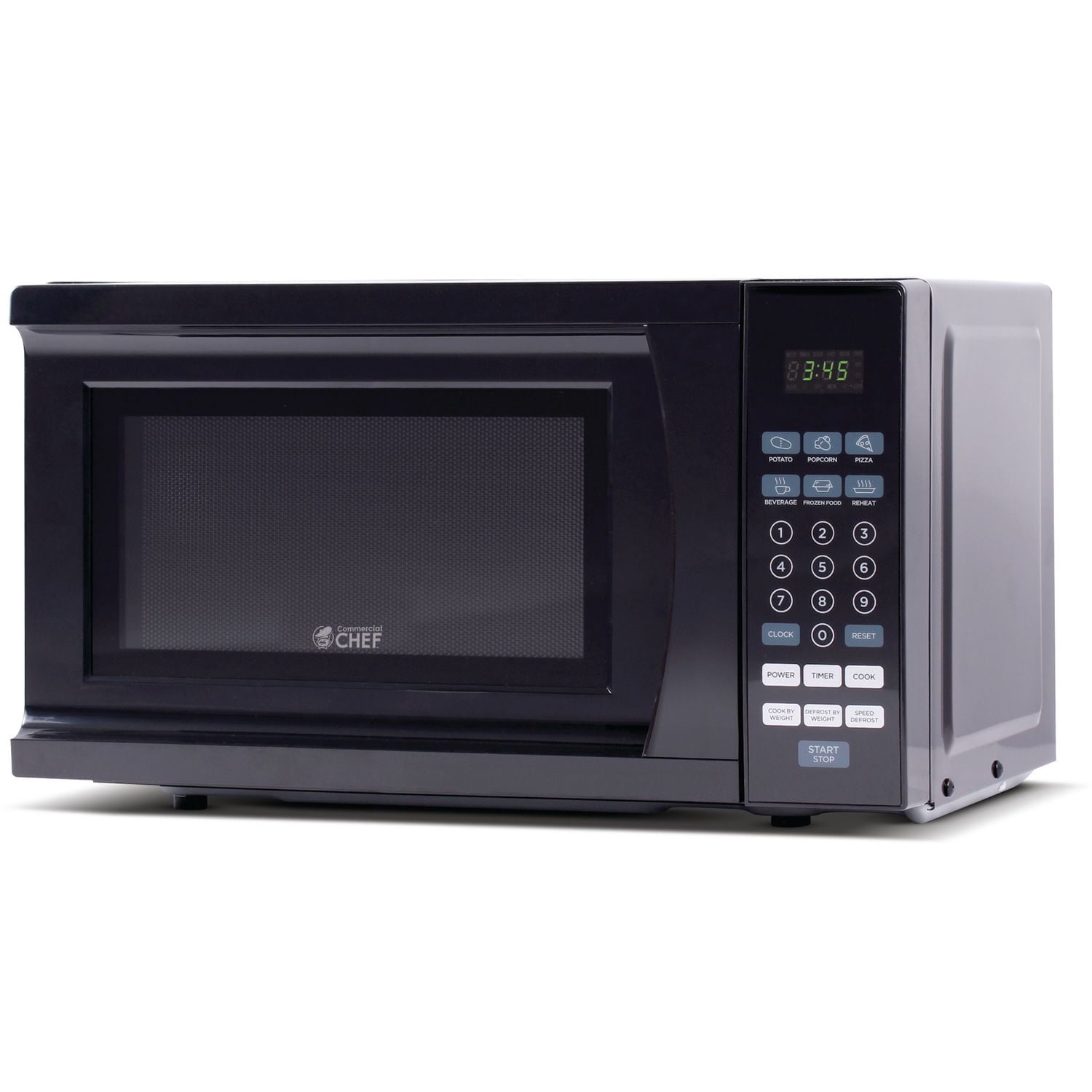 COMMERCIAL CHEF 0.7 Cubic Foot Microwave with 10 Power Levels, Small Microwave with Pull Handle, 700W Countertop Microwave Up to 99 Minute Timer and Digital Display, Black
