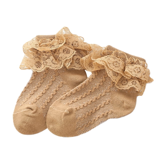 Baby Kids Girls Princess Short Socks Lace Ruffle Frilly Trim Cotton Ankle Socks
