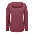 thumbnail image 4 of Meichang Puff Long Sleeve Shirts for Women Plus Size Square Neck Ribbed Knit Tops Solid Loose Fit Side Slit Hem Blouses Spring Trendy Women Tunic Tops, 4 of 6