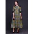 thumbnail image 4 of Bimba Check Ladies Button Down Print Dress A-Line Cocktail Party Shirt Dress-Small, 4 of 5