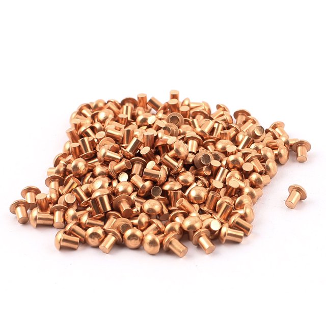 Unique Bargains 200 Pcs 1/8' x 5/32' Round Head Copper Solid Rivets Fasteners