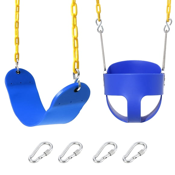 High Back Full Bucket Toddler Swing and Heavy Duty Swing Set with EVA Seats Coated Chain Snap Hooks and Carabiners Playground Swing Seat Combo