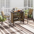 thumbnail image 1 of Costway 3 PCS Outdoor Bar Set Bar Height Table & Armchairs with Footrest 2-Tier Shelf Brown, 1 of 10