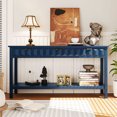thumbnail image 1 of MODERNLUXE Table Console Moderne de 60 Pouces, Table Étroite et Longue pour Sofa avec 3 Tiroirs, Tablette de Rangement Ouverte et Design en Nid d'Abeilles, Table de Couloir derrière Canapé pour Entrée, Salon, Foyer, Bleu Marine, 1 of 8