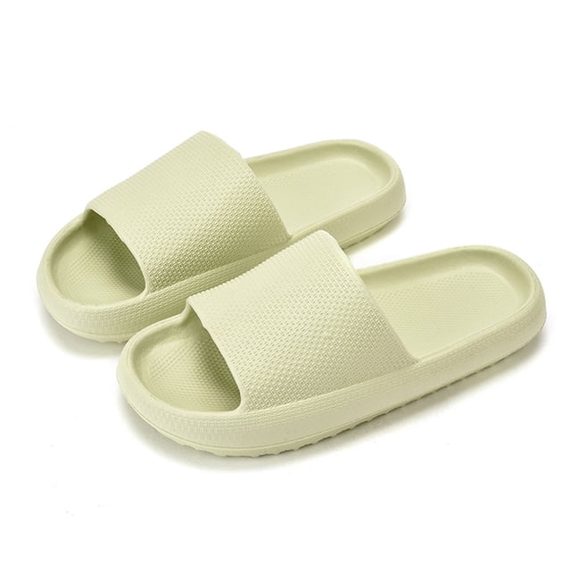 XZNGL Woman Massage Shower Bathroom Open Toe Super Thick Sole Sandals in a light beige color, crafted from soft and durable EVA material. These slippers feature a textured upper strap, a round open toe design, and a thick cushioned sole for enhanced comfort. Ideal for indoor and outdoor use, including bathrooms, bedrooms, spas, and pools. Lightweight, breathable, and easy to clean.