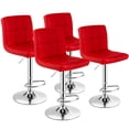 thumbnail image 1 of Gymax Set of 4 PU Leather Bar Stool Swivel Bar Chair w/ Adjustable Height Red, 1 of 10
