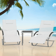 thumbnail image 2 of 3-Piece Outdoor Patio Rocking Chair Set, 2 Reclining Lounge Chairs + 1 Side Table, with Pillows, Black/White/Grey, Iron Frame, 2 of 5