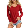 thumbnail image 1 of Blouse à Manches Longues pour Femmes Dame Mode Haut pour Femmes Couleur Unie Ample à Manches Longues Col en V Blouse Décontractée, 1 of 4