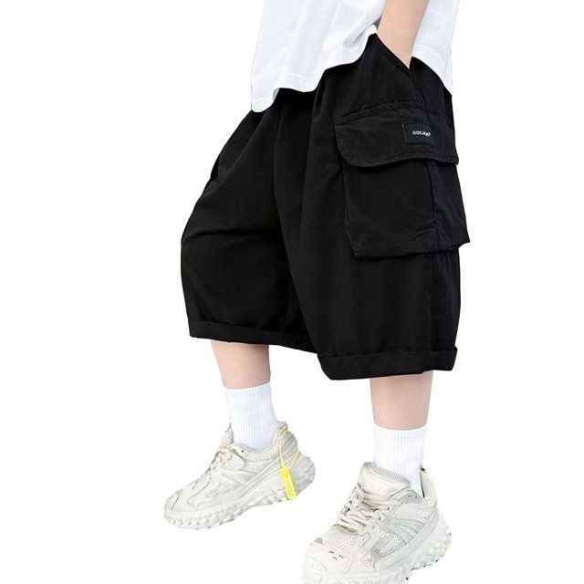Shorts Cargo pour Garçons Enfants, Shorts Décontractés Extensibles pour Jeunes Garçons, Bas Cargo d'Extérieur