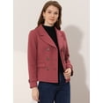 thumbnail image 2 of INSPIRE CHIC Caban à Revers Cranté à Double Boutonnage pour Femme Rose Foncé TP, 2 of 6