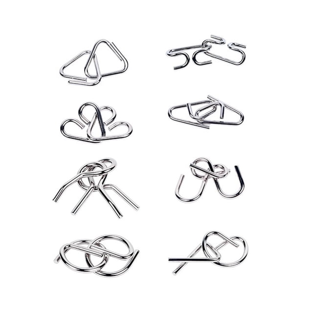 Metal Wire Puzzle 8Pcs/Set Metal Wire IQ Mind Brain Teaser Educational Game Toy for Adult Kids
