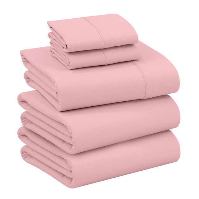 Ruvanti 100% Cotton Sheets - Crispy Cooling Percale Sheets For Split King Size Bed, Breathable & Durable Split King Sheet Set For Adjustable Bed, 16 Inches Deep Pocket Bed Sheets, Bridal Rose, 5 Pcs
