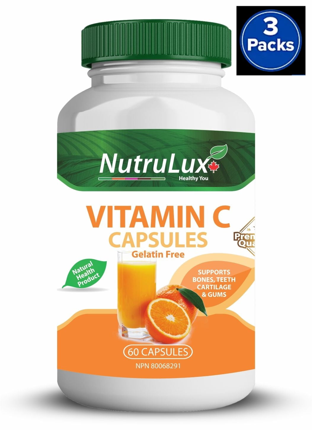 Vitamin C ( 500 mg Vitamin C ) Halal Gelatin Free Capsules(Pack of 3)