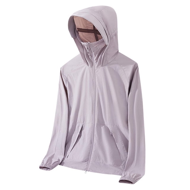 LOVZFMLL Jackets for Men's Solid Color Outdoor Sunscreen Climb Sport Run Pocket Zipper Long Sleeved Hooded