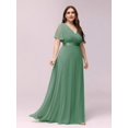 thumbnail image 1 of Plus Size Evening Dresses Long Elegant A Line V Neck Ruffles Chiffon Formal Wedding Party Dress Robe De Soiree, 1 of 8