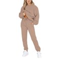 thumbnail image 1 of Innerwin Two Piece Outfit Drawstring Women Jogger Set Sports Long Sleeve Beam Foot Sweatsuits Khaki 3XL, 1 of 7