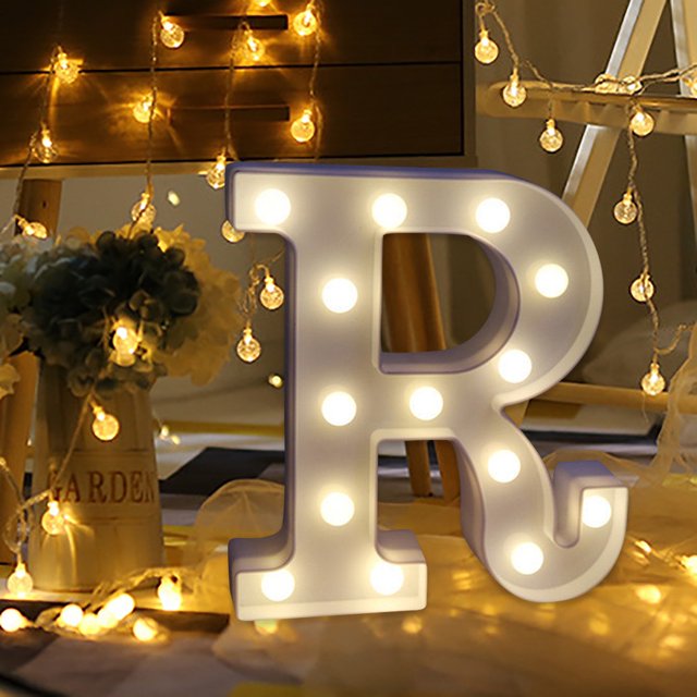 Lettres Lumineuses à DEL Alphabet Lettres en Plastique Blanches Debout Suspendues R