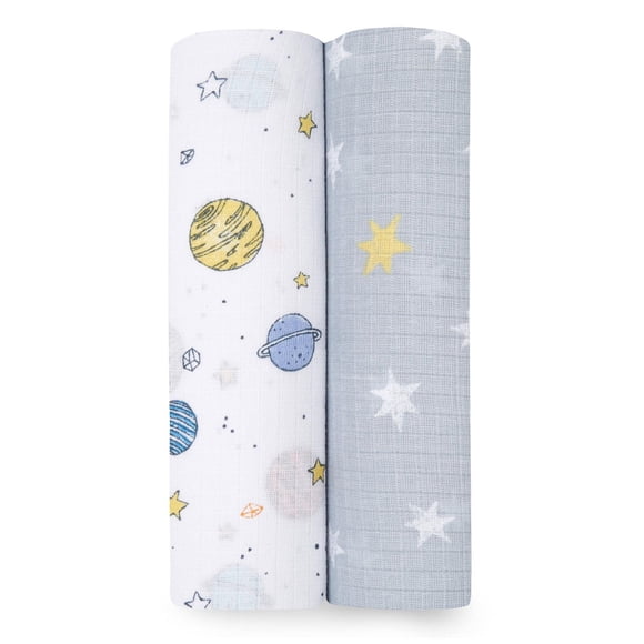 Couvertures à Emmailloter en Mousseline de Coton - Aden + Anais™ - Space Cadet, Lot de 2