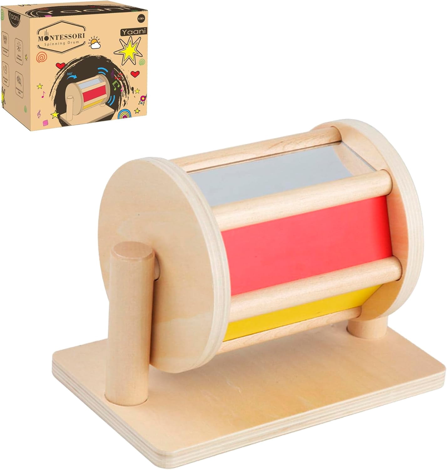 Tambour Montessori Arc-en-ciel YAANI – 5 Couleurs, Clochettes Douces – Jouet D’éveil 6-12 Mois – Stimule Curiosité Et Motricité – Cadeau Bébé