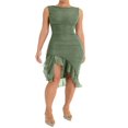 thumbnail image 1 of Robe Midi Fendue Sans Manches pour Femmes, Col en V, Fendue Haute, Élégante pour Fête, 1 of 7