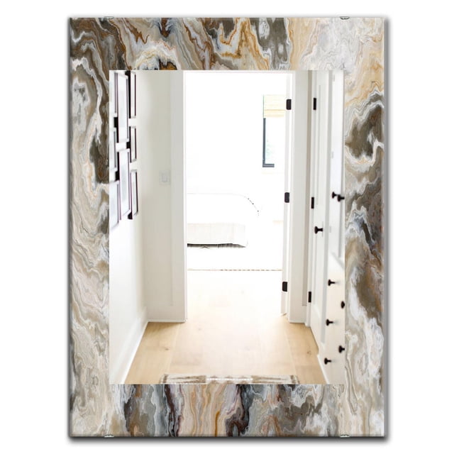 Designart 'Onyx Detail Composition' Mid-Century Mirror - Wall Mirror - 24x36