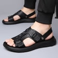 thumbnail image 2 of Black Mens Sandals Integrated Design Breathable Non Slip Soft Sole Thick Sole For Casual Wear And Outdoor Use In Spring Summer Seasons Size 44, 2 of 9