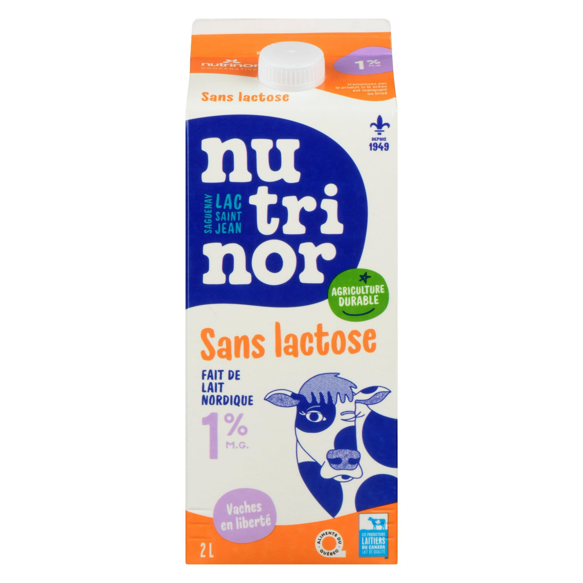2L Lait Sans lactose 1 % Nutrinor