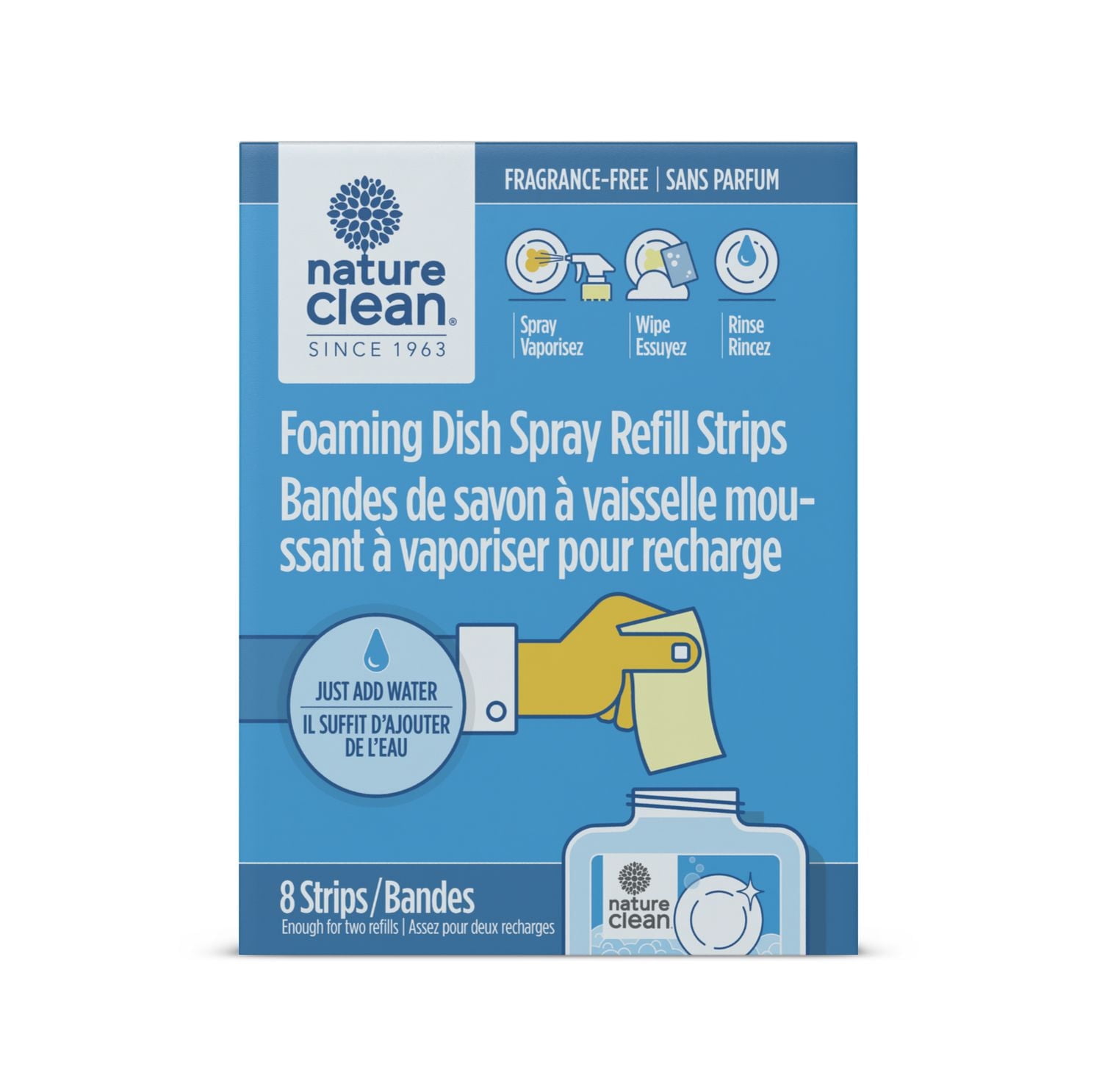 Nature Clean Foaming Dish Spray Refill Strips 8ct Fragrance Free