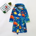 thumbnail image 2 of Splozh Kids Dinosaur Robe Childrens Flannel Robe Cartoon Print Home Fleece Bathrobe for Boys and Girls with Pockets Blue,6-7 Years, 2 of 6
