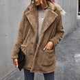 thumbnail image 1 of LSLJS Women Solid Color Long Sleeve Collar Plush Coat Fashion Warm Coat, 1 of 6