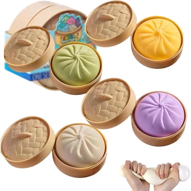 Giant Dumpling Squishy, Jumbo Rainbow Dumpling Stress Ball for Kids & Adults, Extra Large Soft Slow-Rising Squishy Dumplings for Anxiety Relief, Sensory Fidget Dough Toy, Decompression Dough (4Pcs)