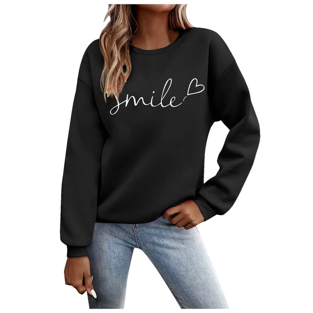 Chandails pour Femmes Automne Superposition Haut Col Rond Chandail à Rayures Manches Longues Hauts Décontractés Tenue de Détente Confortable Chandail Manche Longue Femme Noir G
