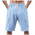thumbnail image 2 of FcBaudy Mens Shorts, Shorts Men Man Solid-Color Casual Sports Multiple Pockets Drawstring Shorts Men Polyester Shorts, 2 of 9