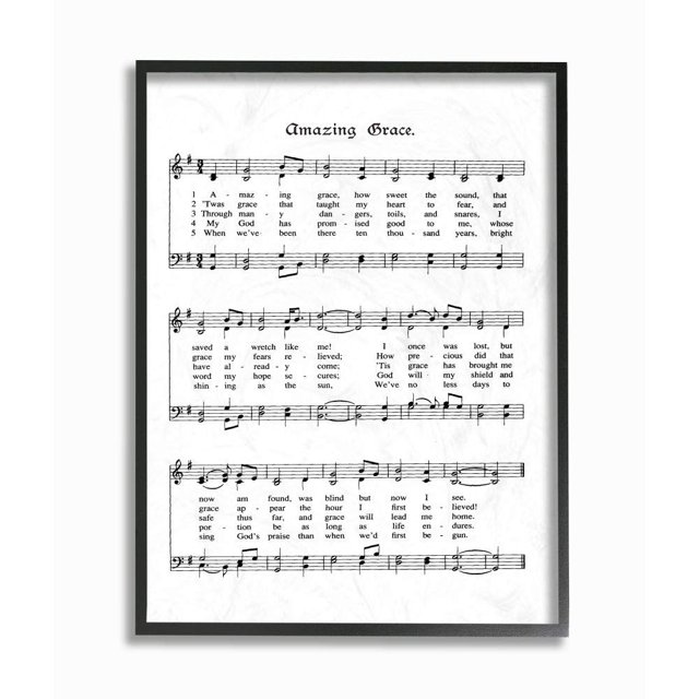 Stupell Industries Amazing Grace Partitions Vintage Encadrées Giclée Art Texturé, Multi-Couleur