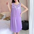 thumbnail image 2 of Kcodviy Robe Décontractée Unie pour Femme Chemises de Nuit pour Femmes Coton Doux Sans Manches Col Rond Dentelle Robe de Nuit pour Femme Robe à Empiècements Chandail Ample Robe de Nuit à Boutons, 2 of 6