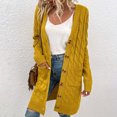 thumbnail image 3 of FAIWAD Cardigan Long en Tricot Torsadé pour Femmes Manches Longues Ouvert devant avec Poches, 3 of 5