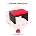 thumbnail image 2 of Gymax Ensemble de 2 Poufs Repose-Pieds en Rotin Mobilier de Patio avec Coussin Rouge, 2 of 10