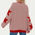 thumbnail image 5 of Swstbby Liquidation d'Économies d'Automne! Hauts d'Automne pour Femmes Grande Taille, Blouse Mode pour Femmes à Col Rond à Rayures Imprimées Ample à Manches Longues Blouses Chandails Rouge TTG, 5 of 5