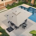 thumbnail image 1 of PURPLE LEAF 9 x 11FT Deluxe Rectangular Patio Umbrella, Large Offset Cantilever Umbrella with 360° Rotation, Beige, 1 of 13