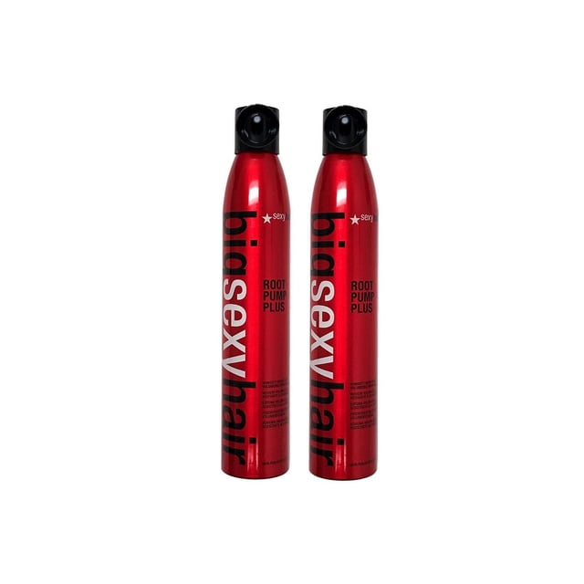 2 Paquets de Grosses Cheveux Aguichant Root Pump Plus Mousse Volumisante Résistante à l'Humidité 10oz. Deux Bouteilles Vaporisateur Rouges avec Capuchons Noirs, Présentant un Texte de Marque Audacieux. Idéal pour Créer un Rehaussement des Racines, Donner du Volume aux Cheveux et Protéger les styles contre l'Humidité. Convient aux Voyages Ou aux kits de Coiffage Professionnels.
