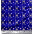 thumbnail image 1 of Soimoi Blue polyester Crepe Fabric Heart Leaves Print Fabric by the Yard 52 Inch Wide, 1 of 3
