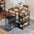 thumbnail image 3 of Kojooin 3 Piece Bar Table Set with 2 Upholstered Counter Stools 3 Tier Storage Shelves Steel, 300LB Capacity Compact Dining for Apartments, Small Kitchens, Breakfast Nooks, Space Saving, 3 of 7