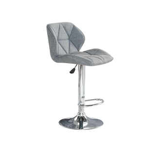 Modern Stool with Stainless Steel Frame – Stylish and Durable with Adjustable Height, Featuring Comfortable Grey Fabric Upholstery, Ideal for Bars, Kitchens, or Contemporary Workspaces