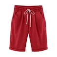 thumbnail image 4 of AherBiu Plus Size Shorts for Women Drawstring High Waisted Straight Leg Summer Casual Lounge Shorts with Pockets, 4 of 4