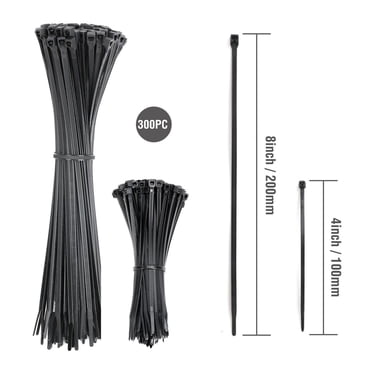 WorkPro Attaches de câble assorties de 4 pouces et 8 pouces 300 pièces