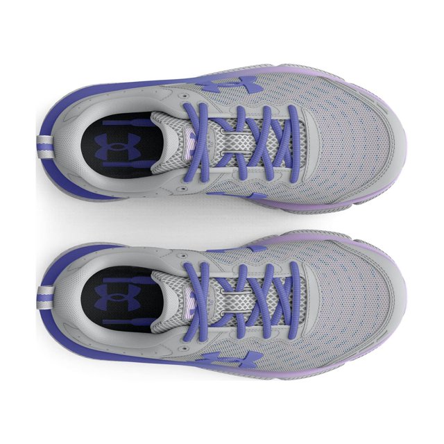 Under Armour Girls Grade School Assert 10 Running Shoe, (100) Mod Gray/Nebula Purple/Baja Blue, 5 Big Kid