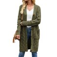 thumbnail image 2 of FOCUSNORM Women Juniors Cardigan, Solid Color Long Sleeve Sweater Coat with Pockets, 2 of 5
